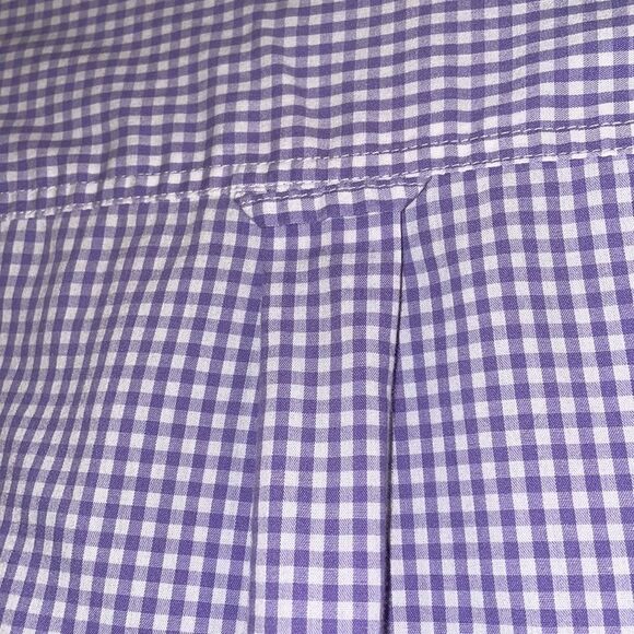 Chaps easy care Men’s lavender & white gingham checkered button down shirt M - Picture 7 of 16